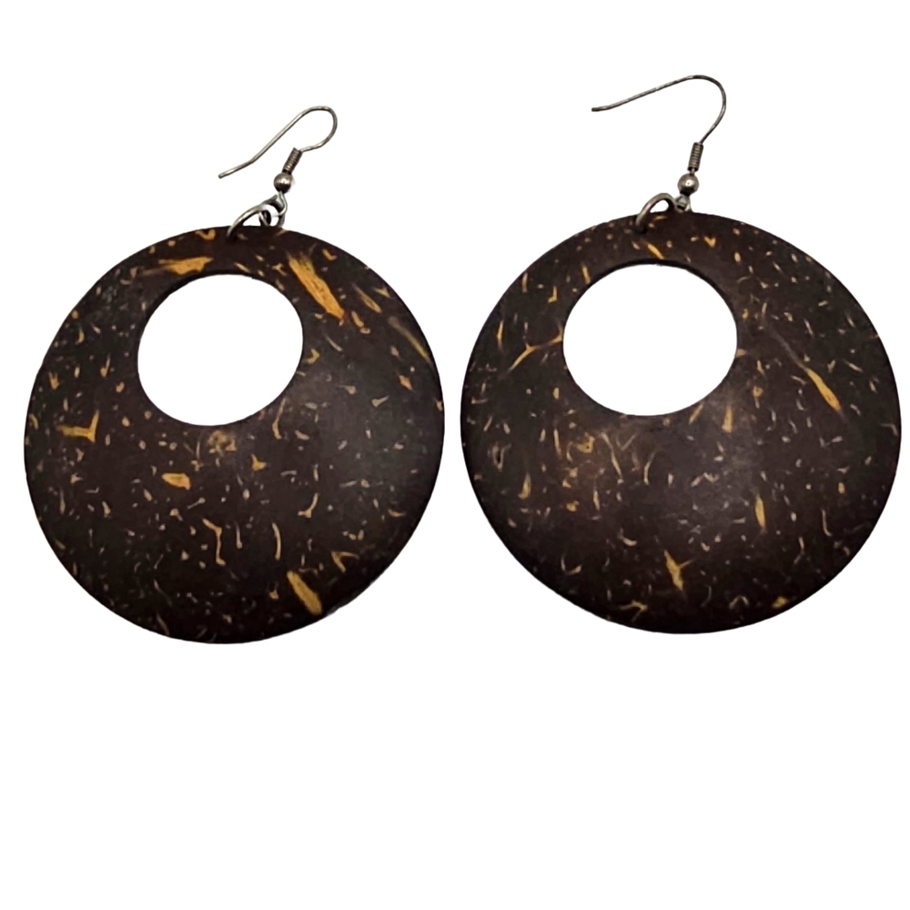 Large Lightweight Wood Hoop Earrings